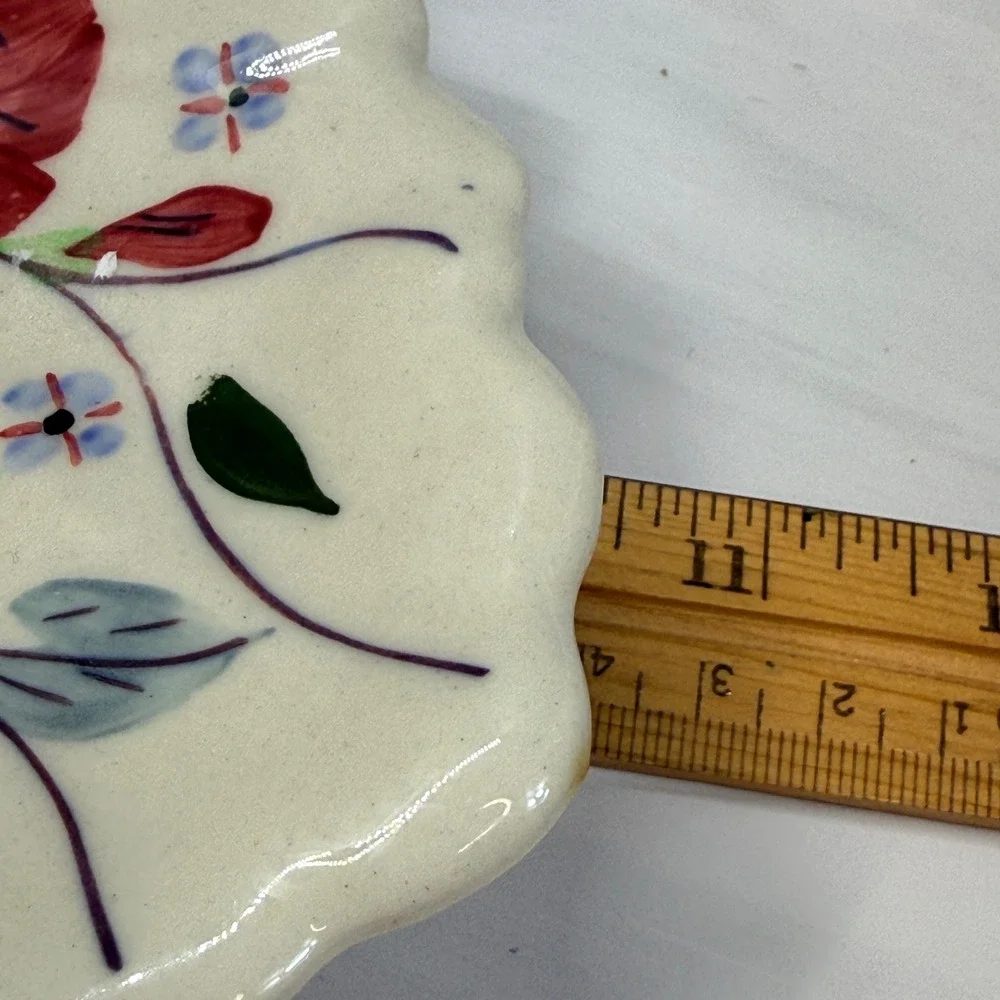 Blue Ridge Southern Potteries Hand Painted Floral Leaf Tray Grape Handle Dish
